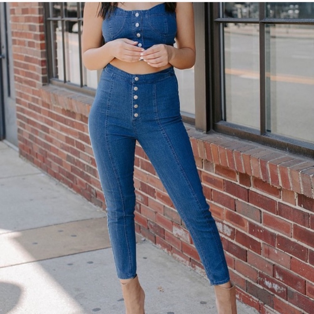 Kittenish two piece denim set